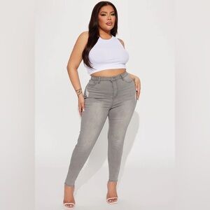 Beacon Booty Lifting Ripped High Rise Stretch Skinny Jeans Grey
